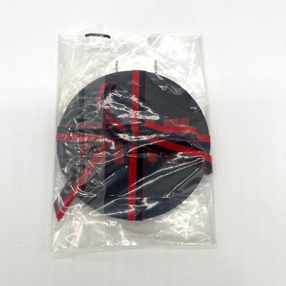 CLARE V Ciao Leather Coaster Set Cuoio Navy Red Set Of 4 Round NEW Gift Holiday - Picture 6 of 7